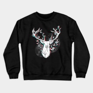 Fading Away - Glitching Abstract Deer Illustration in Black and White Crewneck Sweatshirt